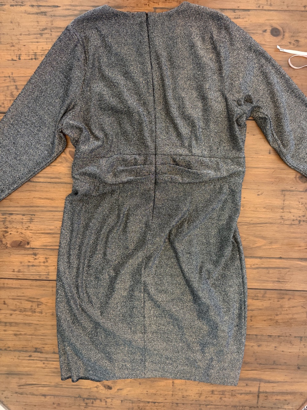 Calvin Klein Metallic Silver Ruched Knot Long Sleeve Cocktail Dress - Picture 9 of 14